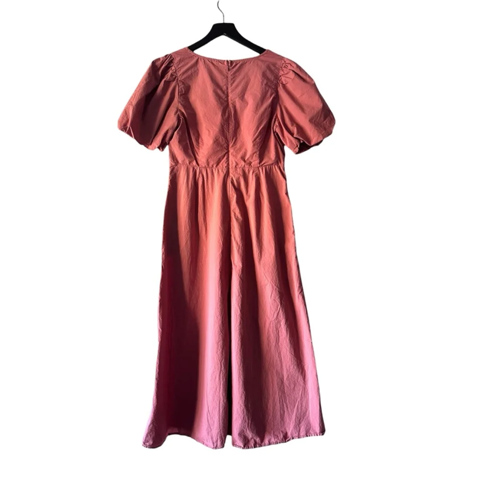 Madewell Blush Pink Puff Sleeve Cutout Midi Dress Small - Picture 6 of 8